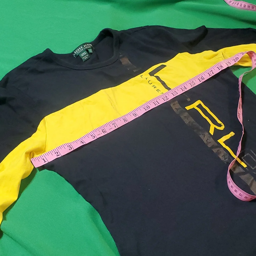 Women's vintage Ralph Lauren black yellow size Large logo long sleeve shirt - Picture 7 of 10